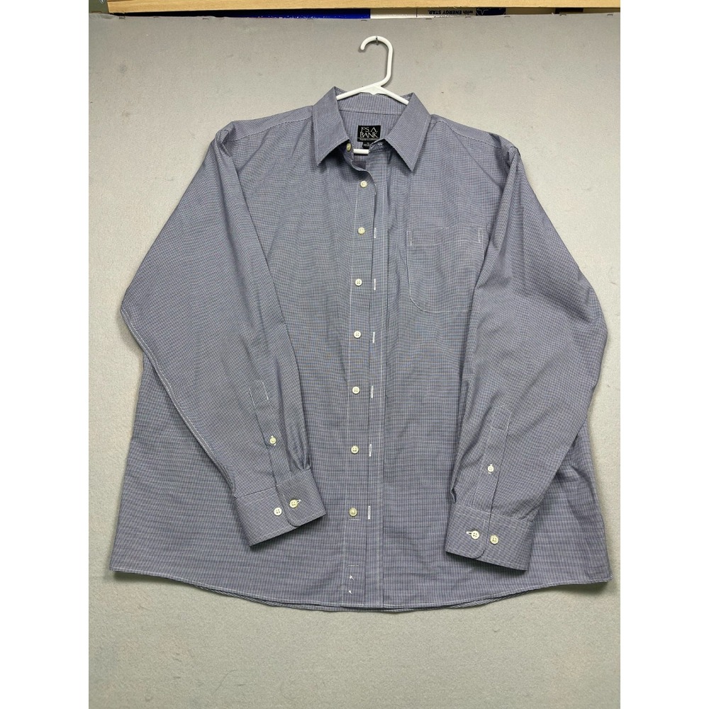 Jos. A.‎ Bank Shirt 100% Cotton Blue White Micro Check XL Mens